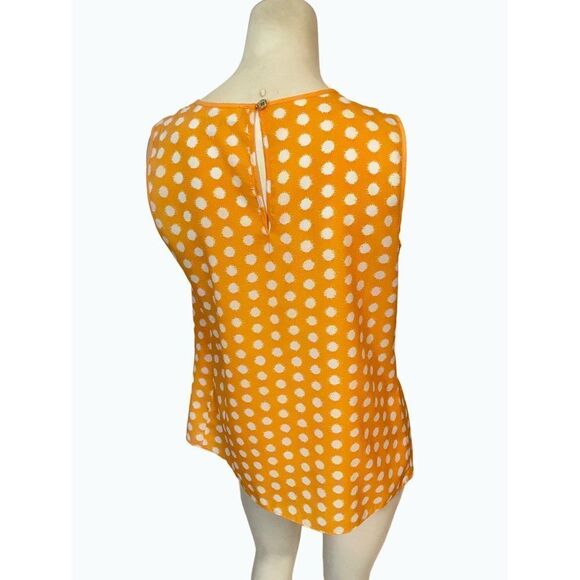 Michael Kors Polka Dot Top Womens XS Sleeveless Silky Blouse Pleated - Picture 3 of 5